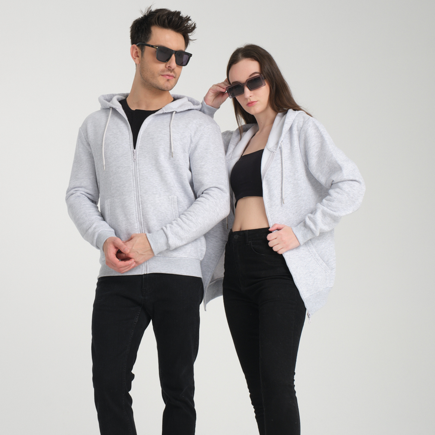 Felpa con Cappuccio e Cerniera Snow Melange - Interno Felpato - Felpa 40