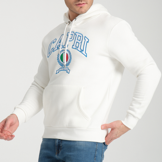 Felpa con Cappuccio Hoodie Capri White - Interno Felpato - Felpa 23