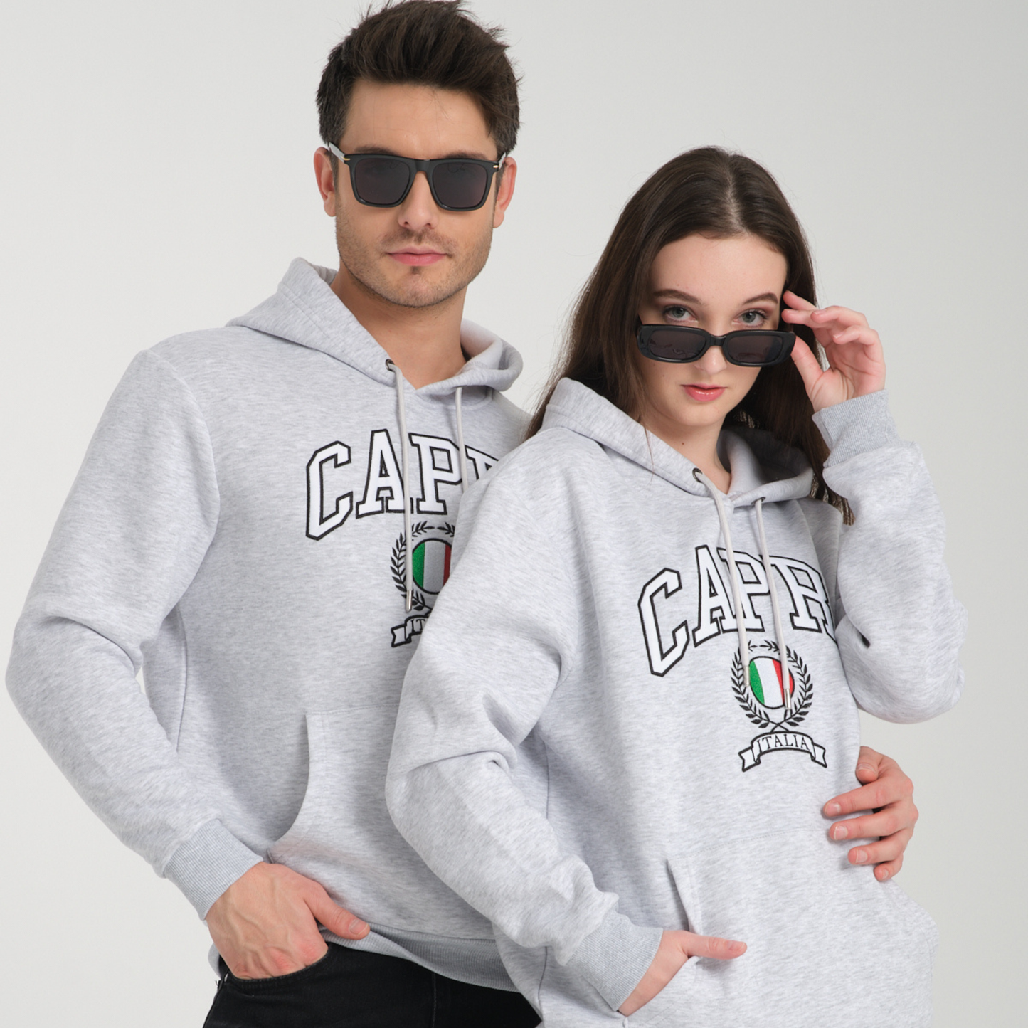 Felpa con Cappuccio Hoodie Capri Snow Melange – Interno Felpato - Felpa 23