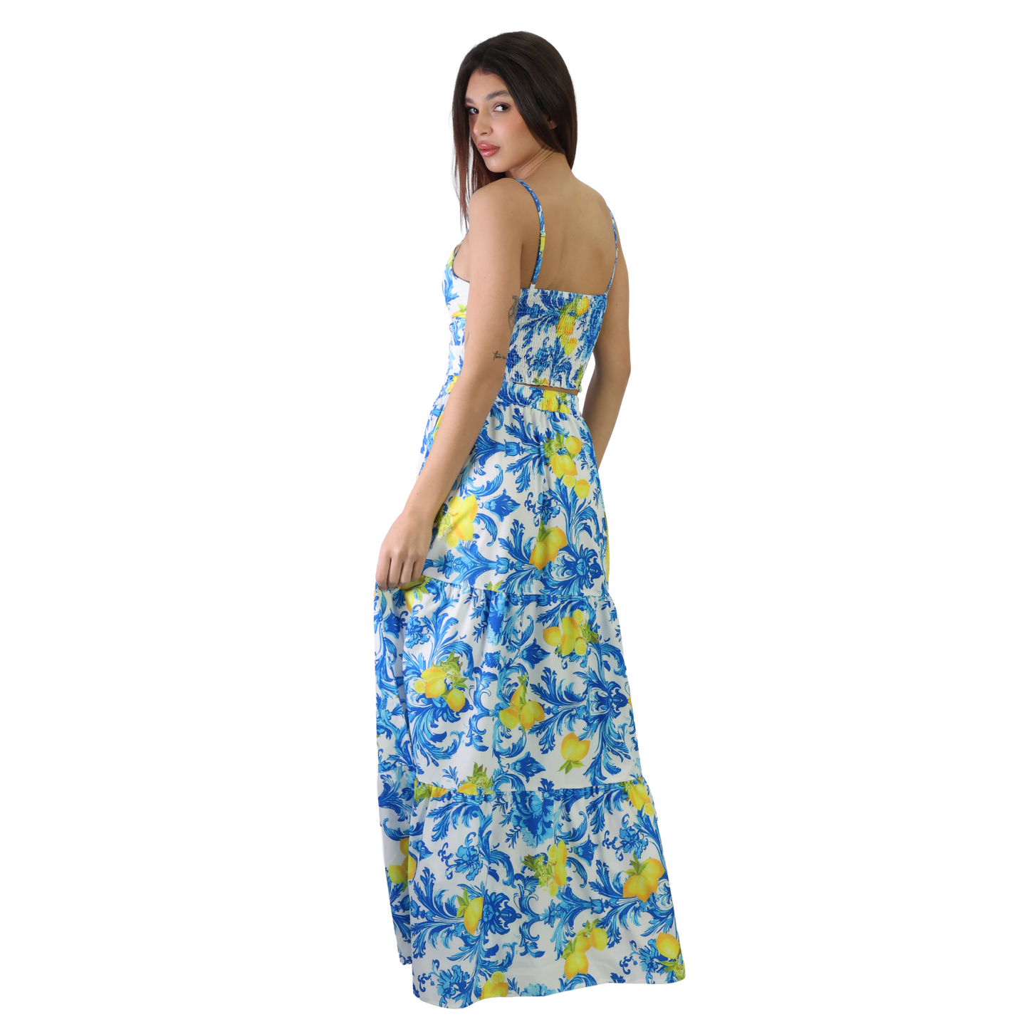 Completo set coordinato top e gonna lunga con fantasie diverse - VEST194