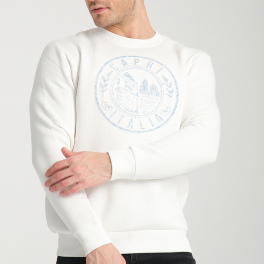 Felpa Girocollo Capri White - Interno Felpato - Felpa 42