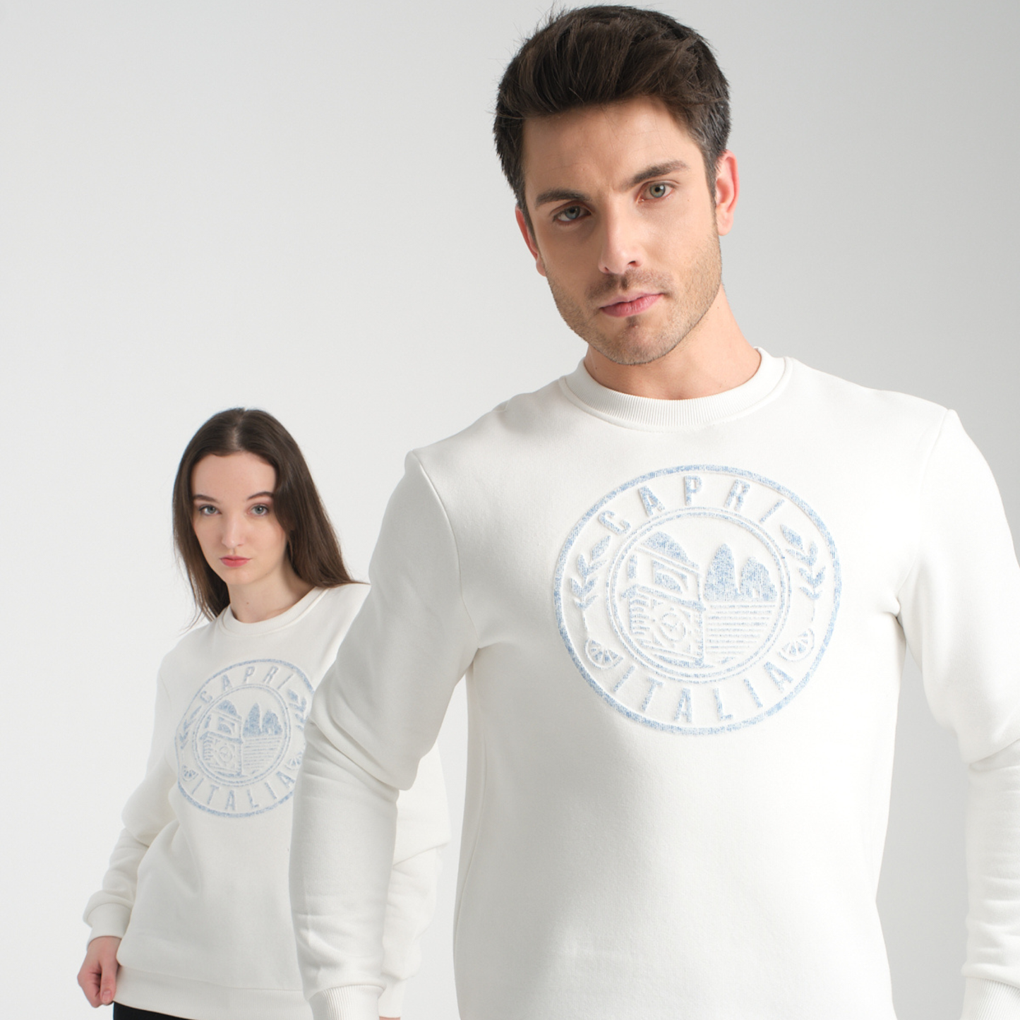 Felpa Girocollo Capri White - Interno Felpato - Felpa 42 Donna