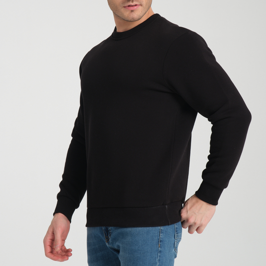 Felpa Black Basic Girocollo - Interno Felpato - Felpa 38