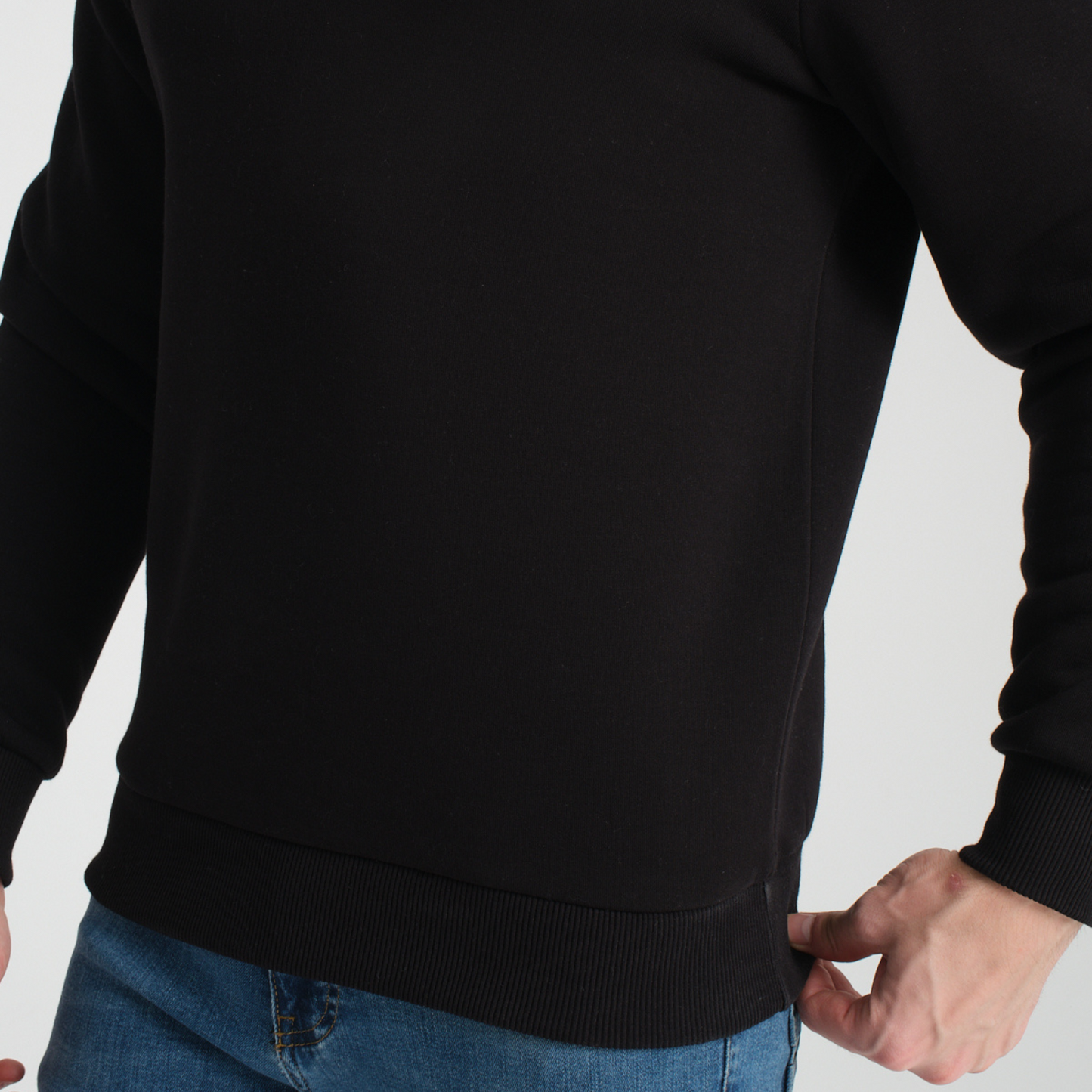 Felpa Black Basic Girocollo - Interno Felpato - Felpa 38