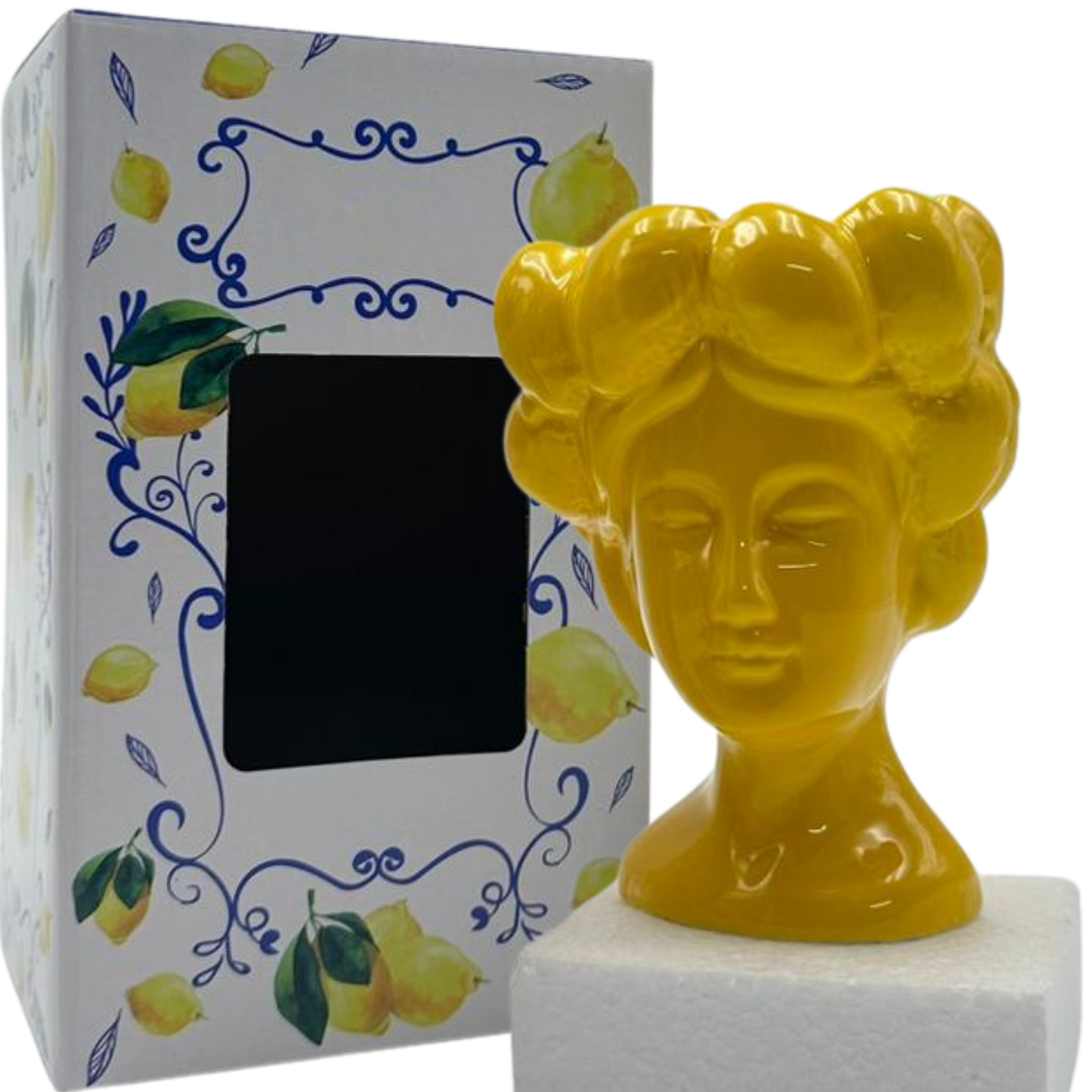 Testa di Moro in Ceramica Gialla Mini 12 cm - Decorazione Siciliana | SF223