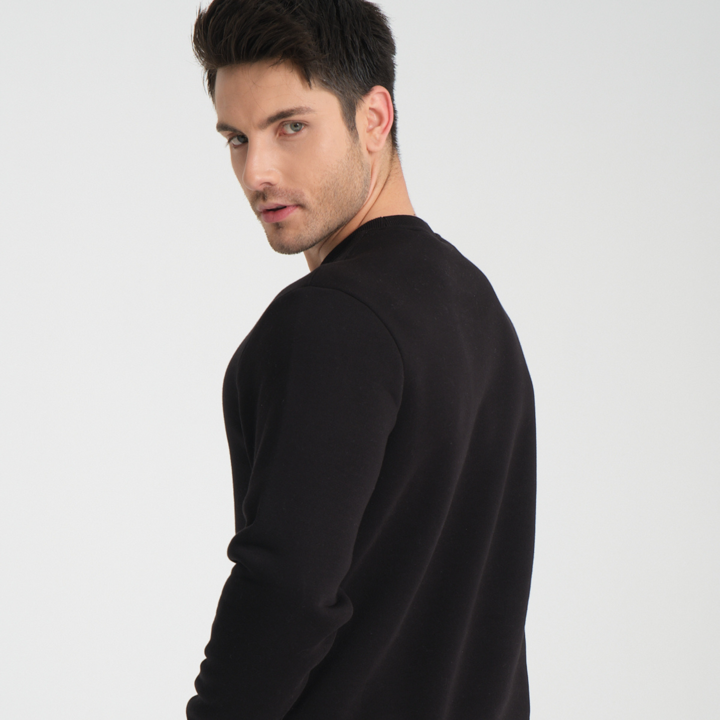 Felpa Black Basic Girocollo - Interno Felpato - Felpa 38