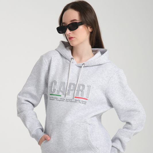Felpa con Cappuccio Hoodie Capri Locations Snow Melange - Interno Felpato - Felpa 24 Donna