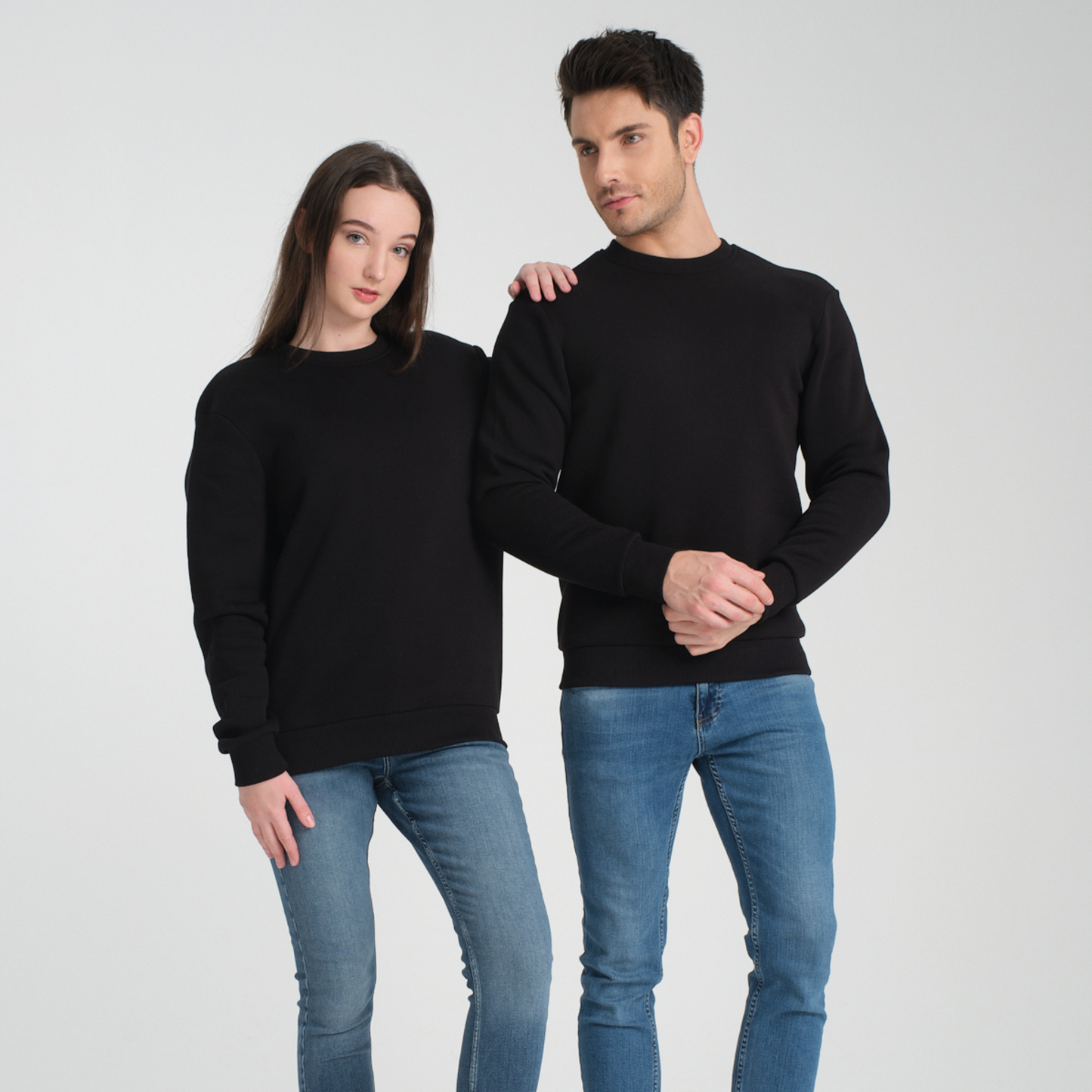Felpa Black Basic Girocollo - Interno Felpato - Felpa 38 Donna