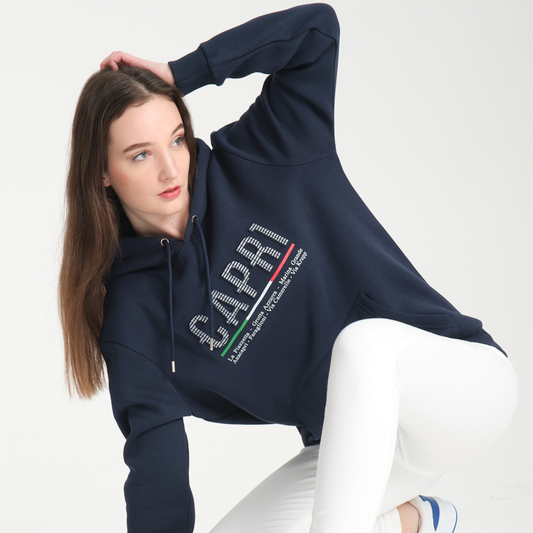 Felpa con Cappuccio Hoodie Capri Locations Blu Navy - Interno Felpato - Felpa 24 Donna