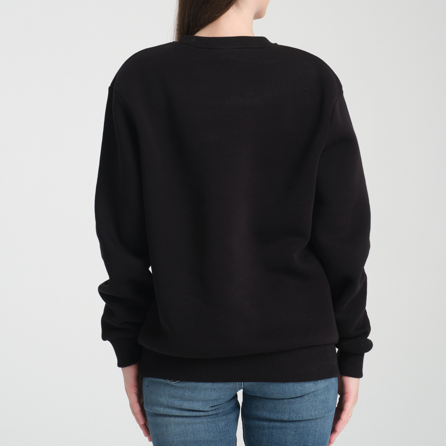 Felpa Black Basic Girocollo - Interno Felpato - Felpa 38 Donna