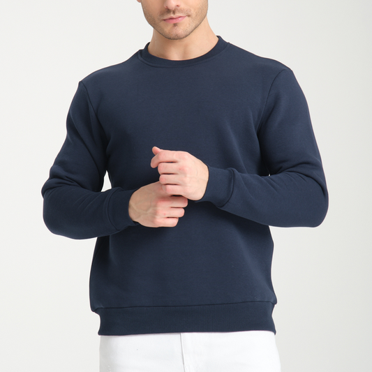 Felpa Blu Navy Basic Girocollo - Interno Felpato - Felpa 38