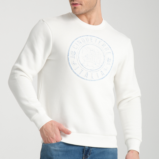 Felpa Girocollo Cinque Terre White - Interno Felpato - Felpa 27