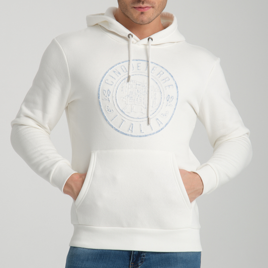 Felpa con Cappuccio Hoodie Cinque Terre White - Interno Felpato - Felpa 41