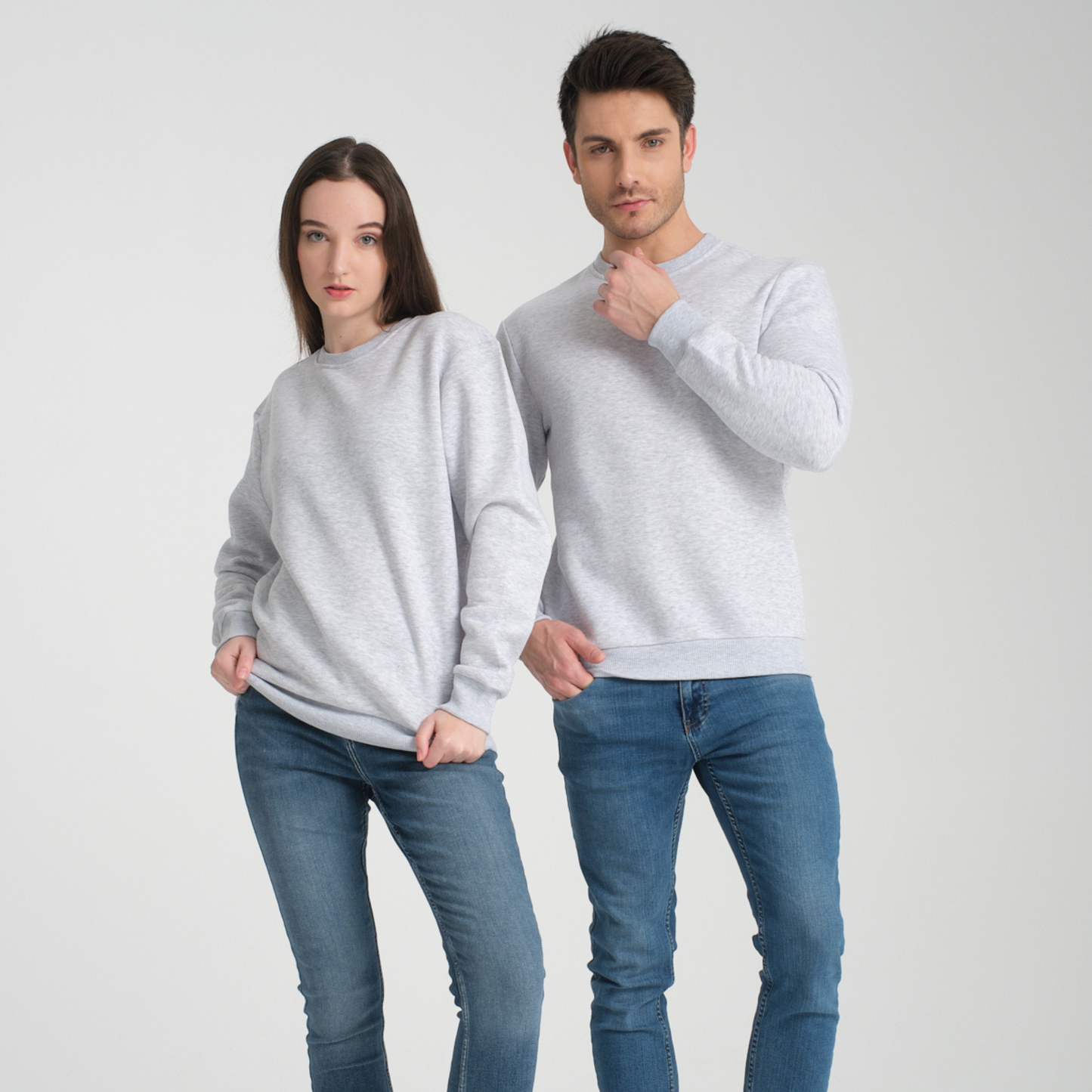 Felpa Snow Melange Basic Girocollo - Interno Felpato - Felpa 38 Donna