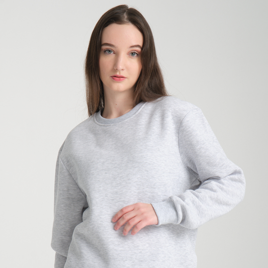 Felpa Snow Melange Basic Girocollo - Interno Felpato - Felpa 38 Donna