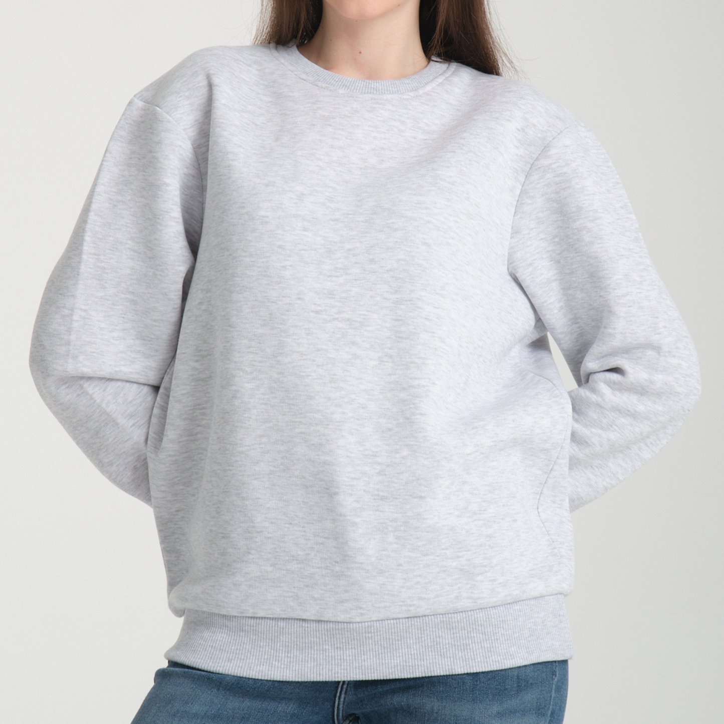 Felpa Snow Melange Basic Girocollo - Interno Felpato - Felpa 38 Donna