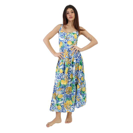 Vestito lungo con spallina larga in diverse fantasie - VEST191