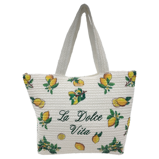 Borsa Fogliata Limoni La Dolce Vita grande 47x34x12 cm - BAG275