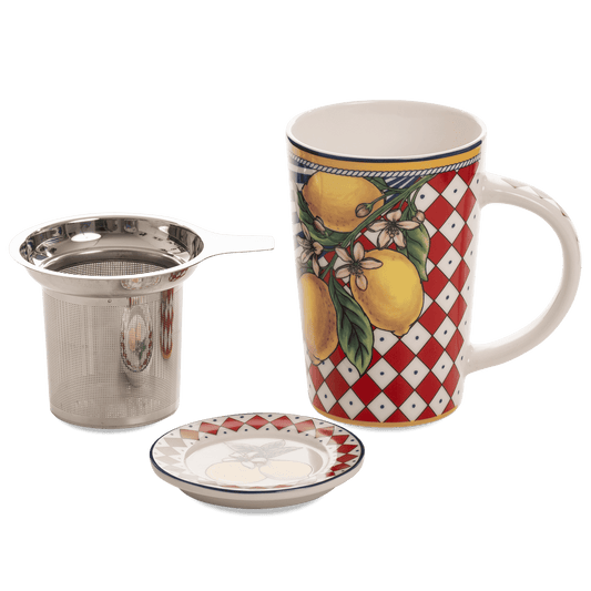 Box Ceramica luxury Red Mug - 1 tazza 360 ml con filtro e coperchio - SF169