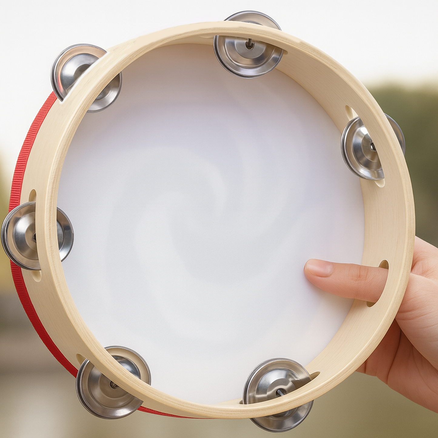 Tamburello di Natale con Elfi e Decorazioni Natalizie - 18 cm