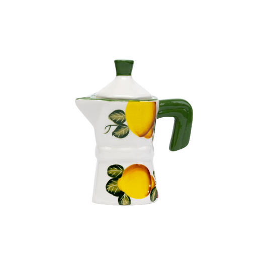 Portasalsa in ceramica a forma di caffettiera con limoni - SF07