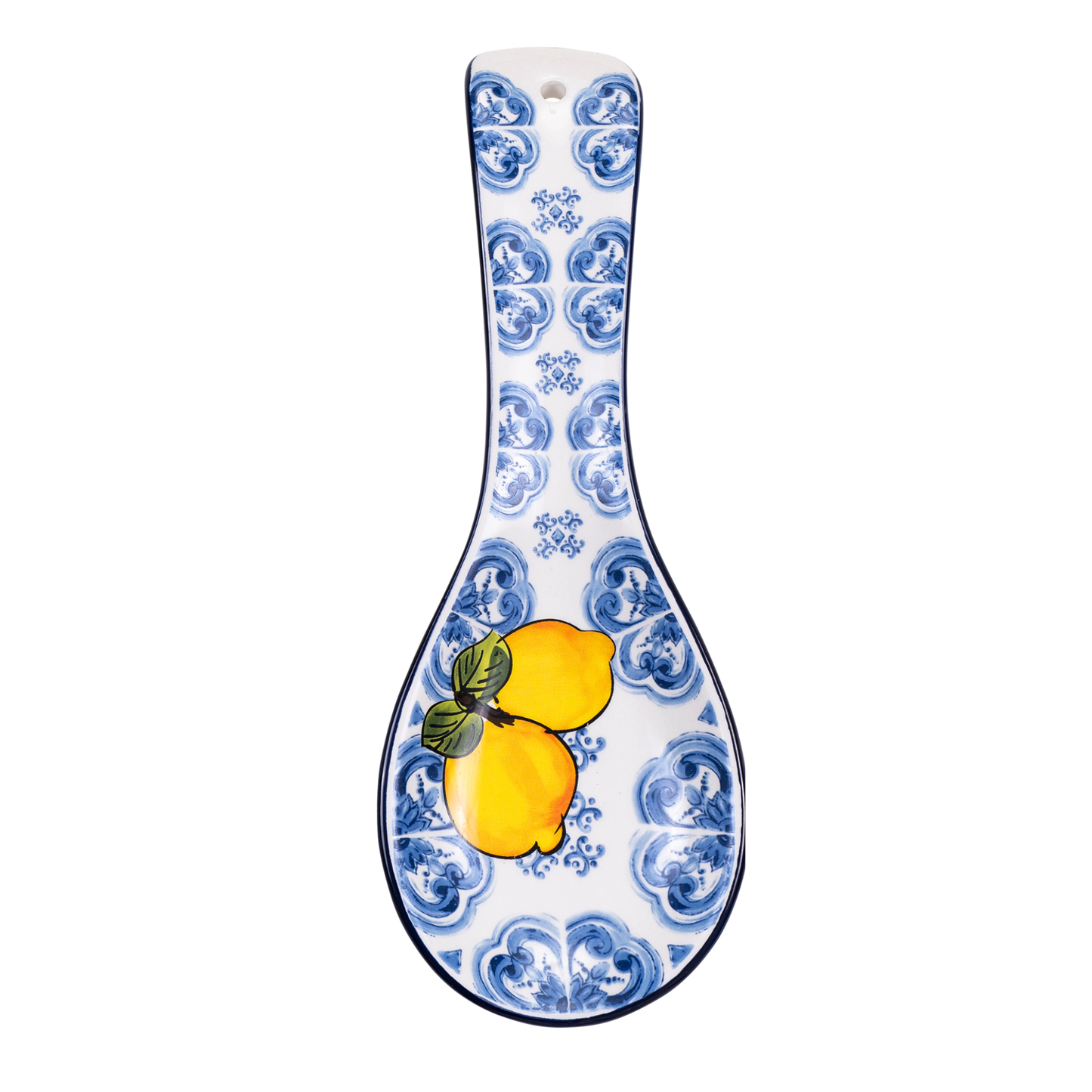 Poggiamestolo in ceramica con limoni e maioliche - SF154