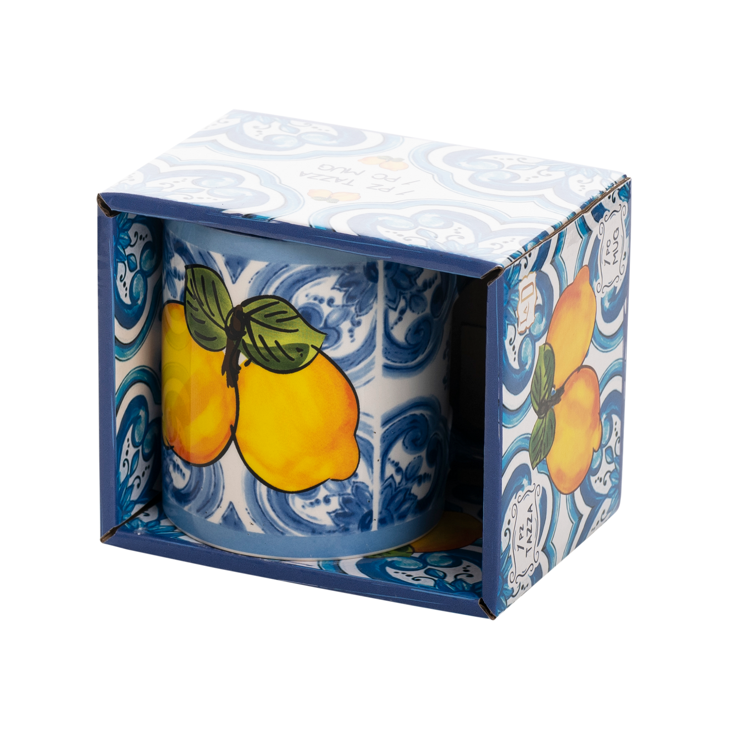 Tazza in ceramica decorata con limoni e maioliche - SF157