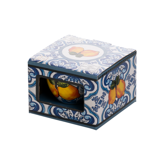 Tazzina da Caffè con Piattino in Maiolica Blu e Limone - SF160