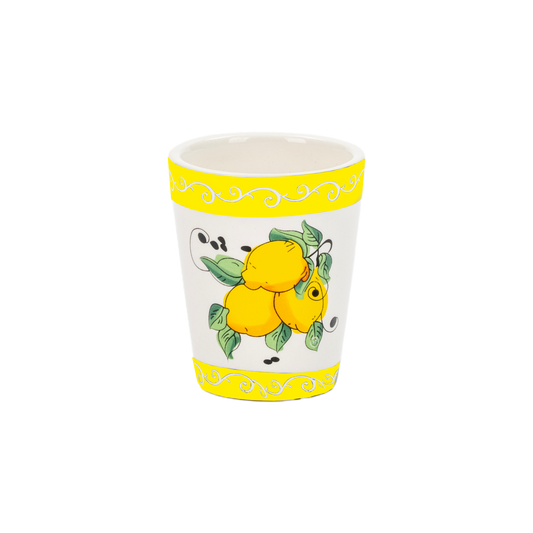 Bicchierino in Ceramica con Bordo Blu e Giallo Limone - SF96