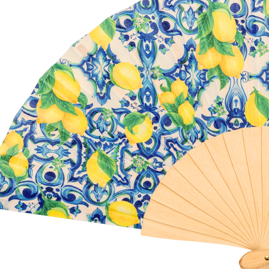 Ventaglio pieghevole in stile maiolica con limoni – Design Mediterraneo - VAR 16-01