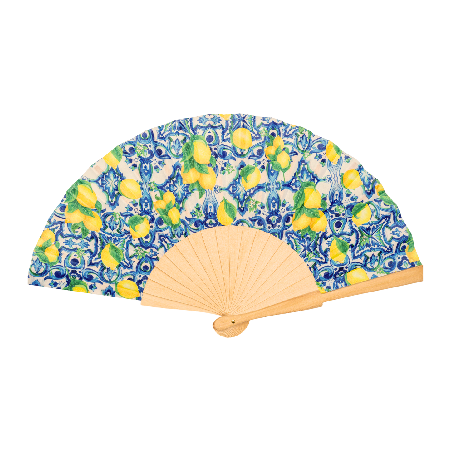 Ventaglio pieghevole in stile maiolica con limoni – Design Mediterraneo - VAR 16-01