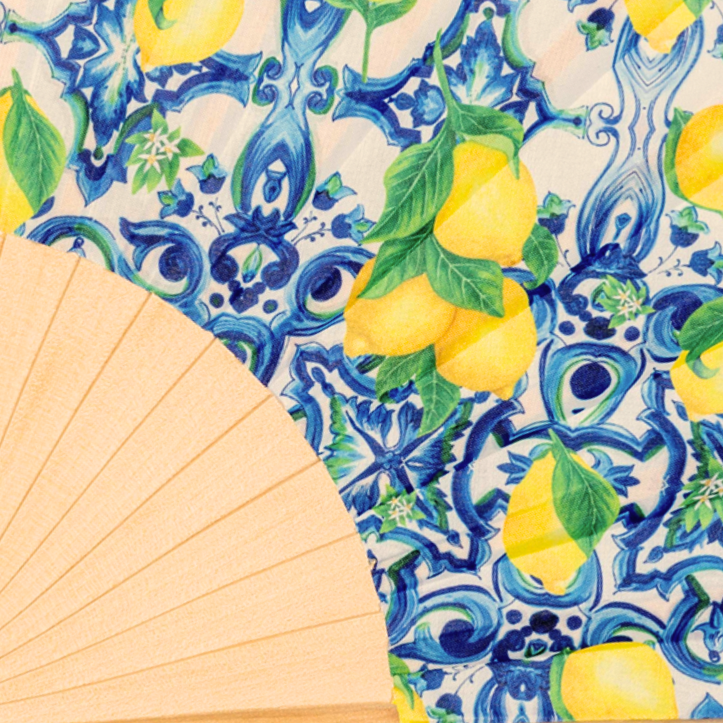 Ventaglio pieghevole in stile maiolica con limoni – Design Mediterraneo - VAR 16-01