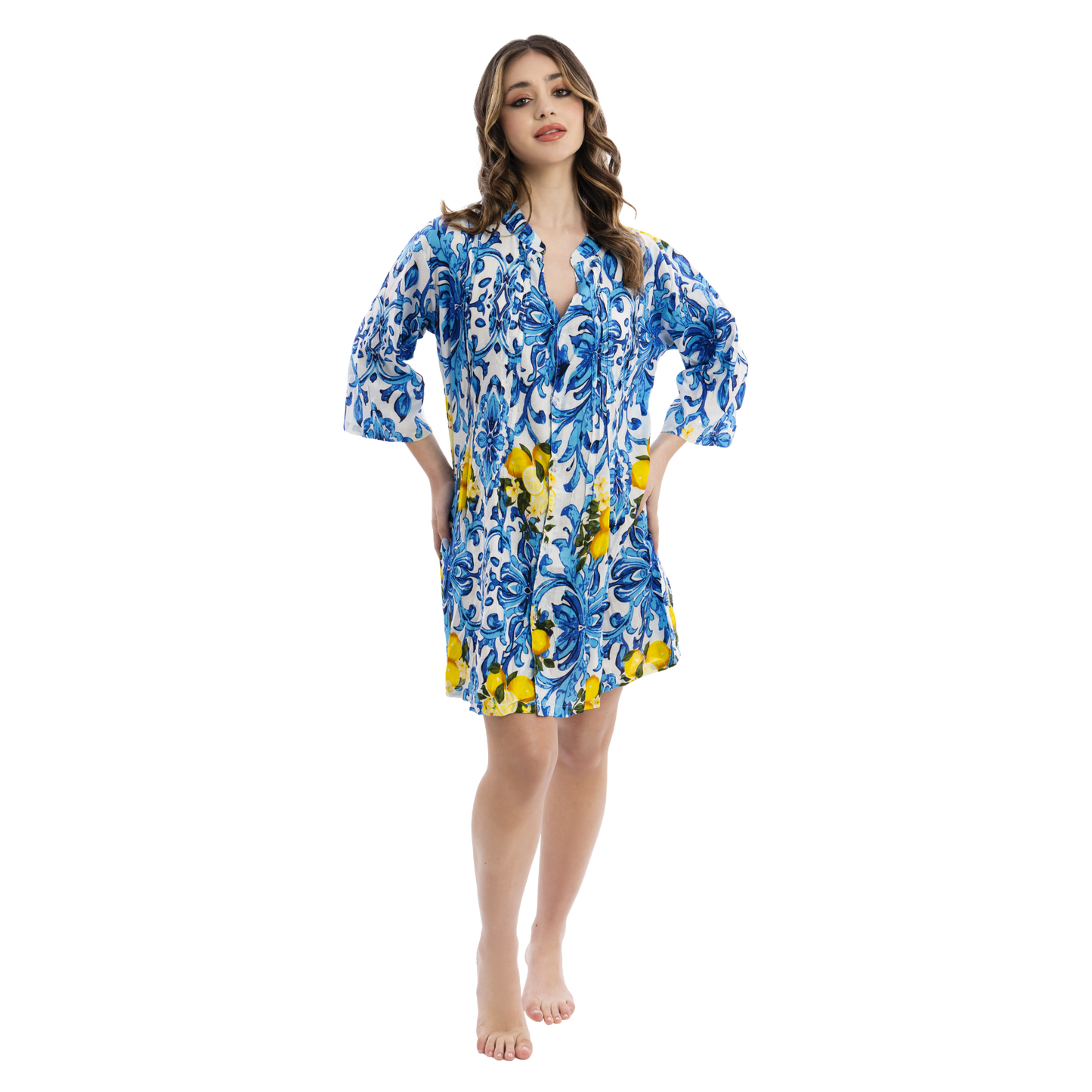 Abito estivo Kaftano Donna con Limoni e Maioliche - VEST 106 - K01