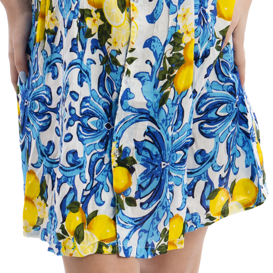 Abito estivo Kaftano Donna con Limoni e Maioliche - VEST 106 - K01