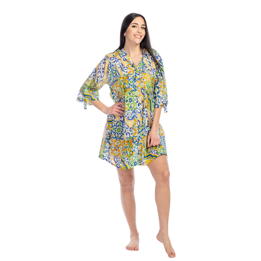 Abito estivo Kaftano Donna colorato in diverse fantasie - VEST 106 - K03