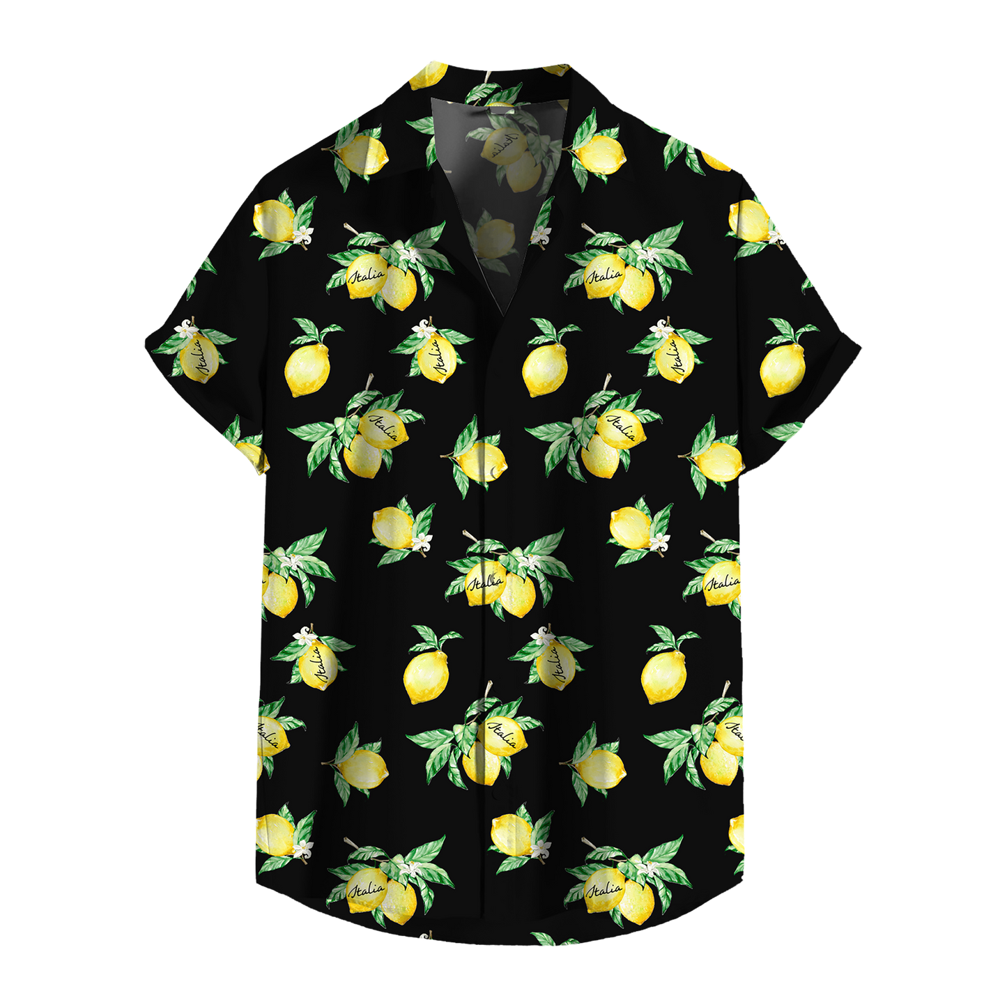 Camicia Uomo Estiva Maniche Corte con Stampa Originale – Look Casual Elegante – Vestibilità Regolare – Perfetta per Vacanze, Mare, Tempo Libero - VEST 168 - LEMON B1