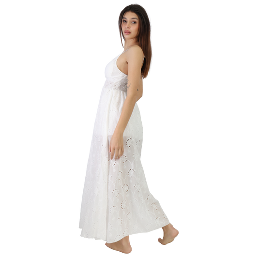 Vestito donna lungo in Pizzo Sangallo e spacco laterale - VEST203