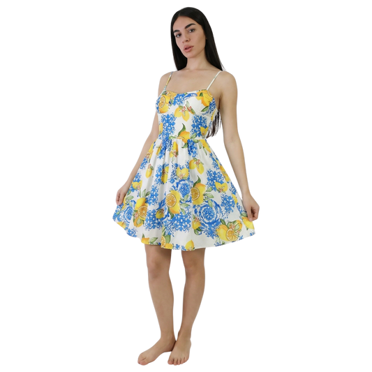 Abito corto donna con spalline sottili e gonna svasata - VEST217