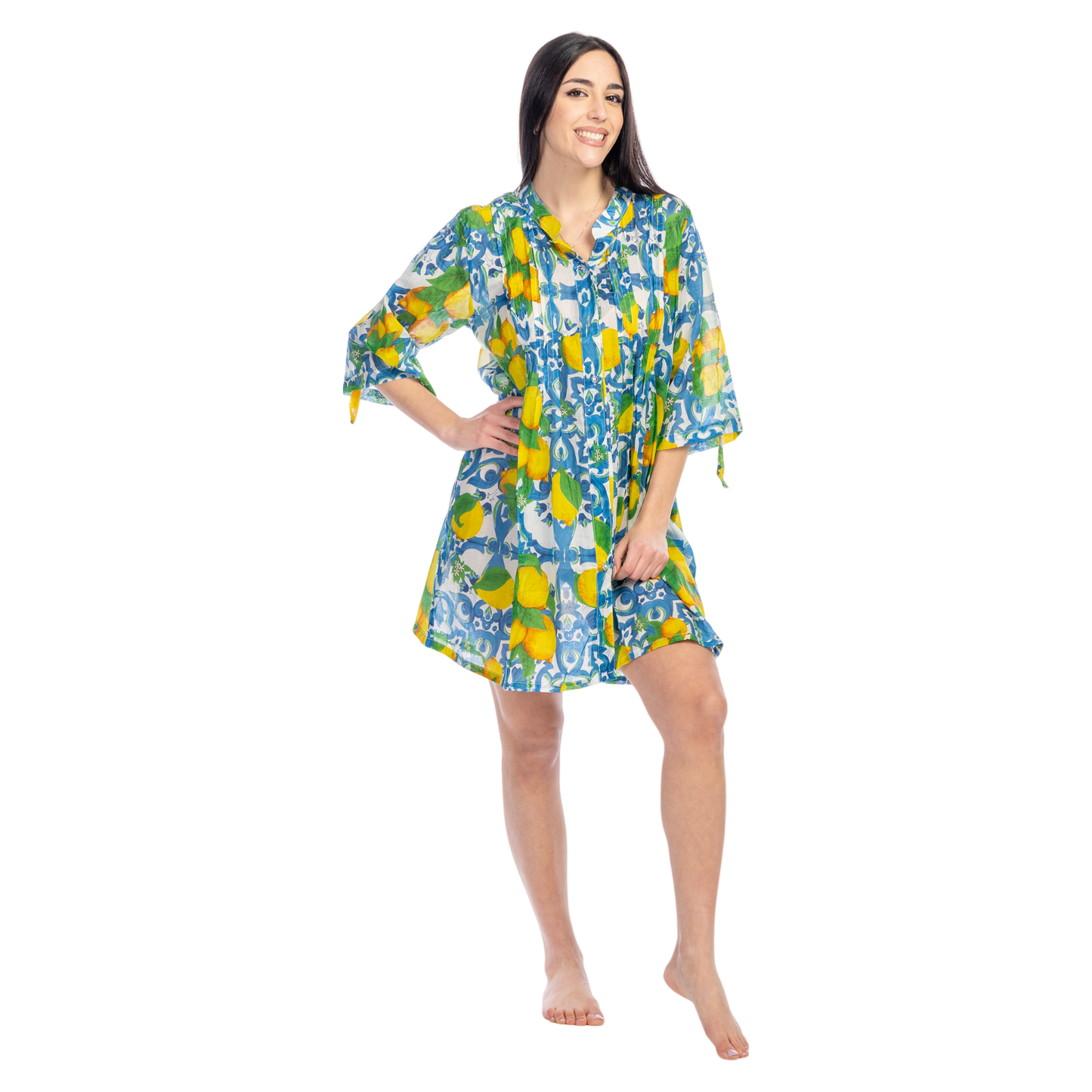 Abito estivo Kaftano Donna con Limoni e Maioliche - VEST 106 - K01