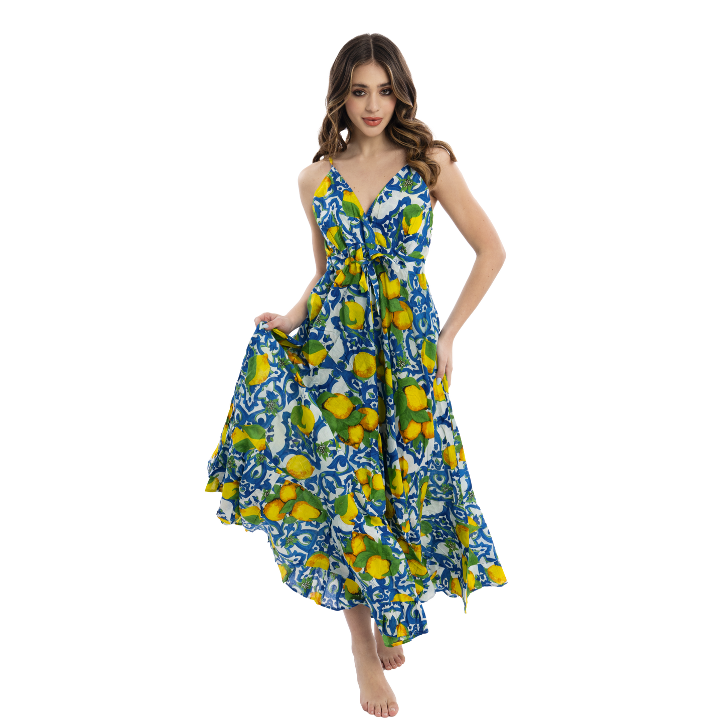 Vestito Donna Silk estivo con scollo a triangolo 100% cotone - VEST 174 - S01