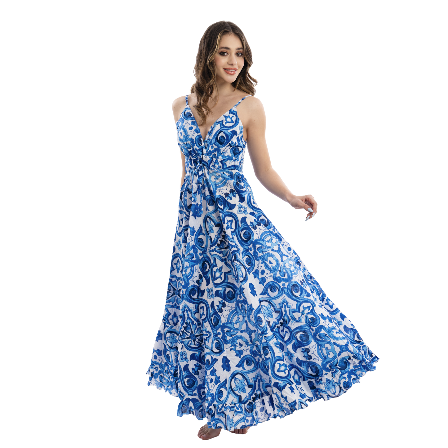 Vestito Donna Silk estivo con scollo a triangolo 100% cotone - VEST 174 - S02