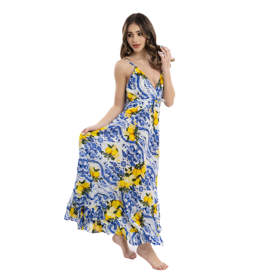 Vestito Donna Silk estivo con scollo a triangolo 100% cotone - VEST 174 - S02