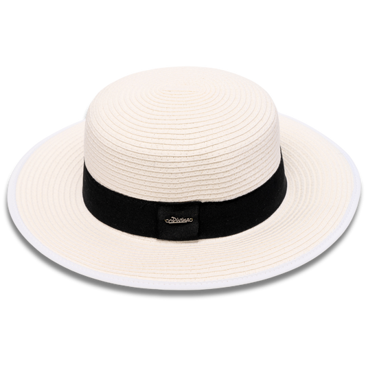 Cappello Boater in Paglia con Fascia Nera - ZH4203
