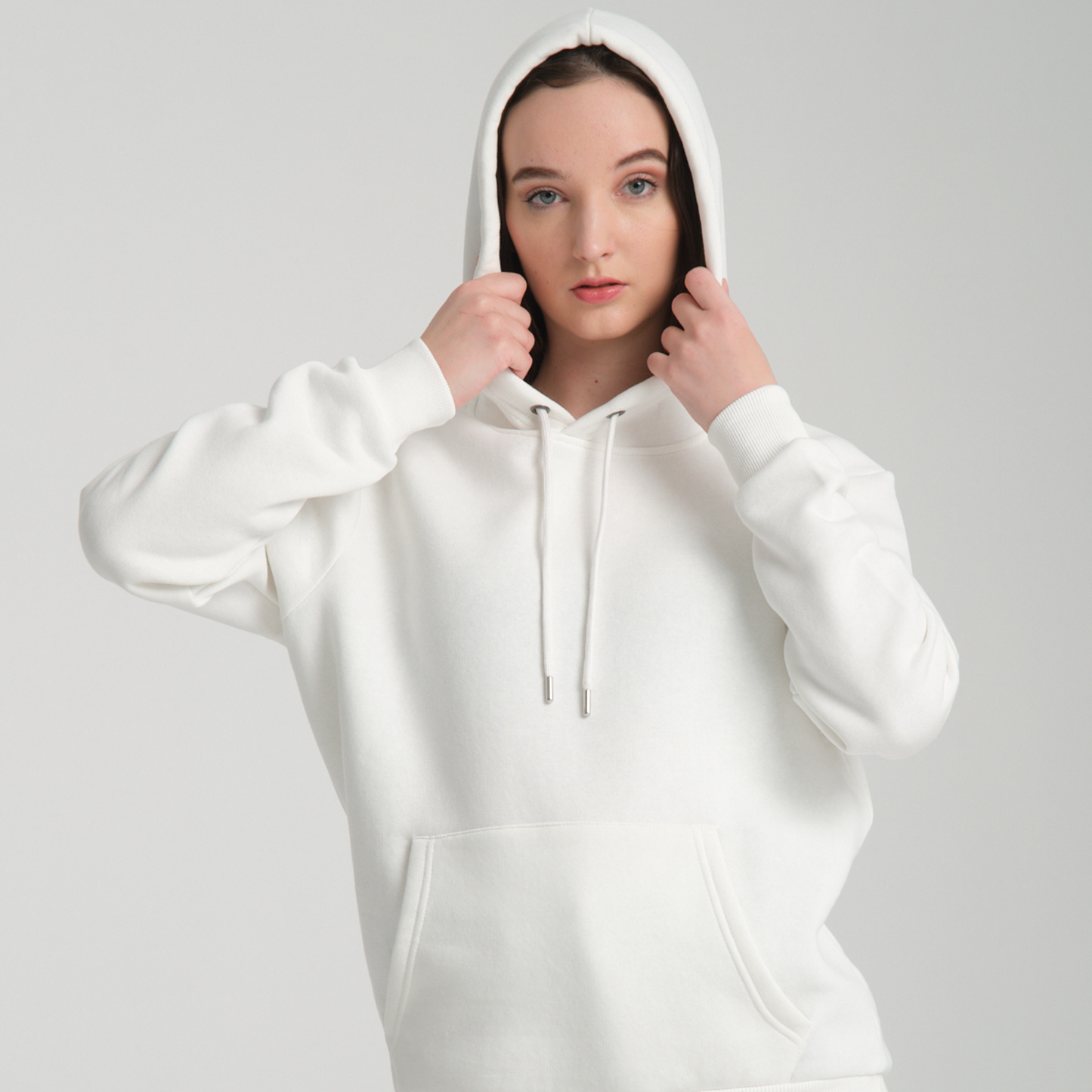 Felpa con Cappuccio White - Interno Felpato - Felpa 39 Donna