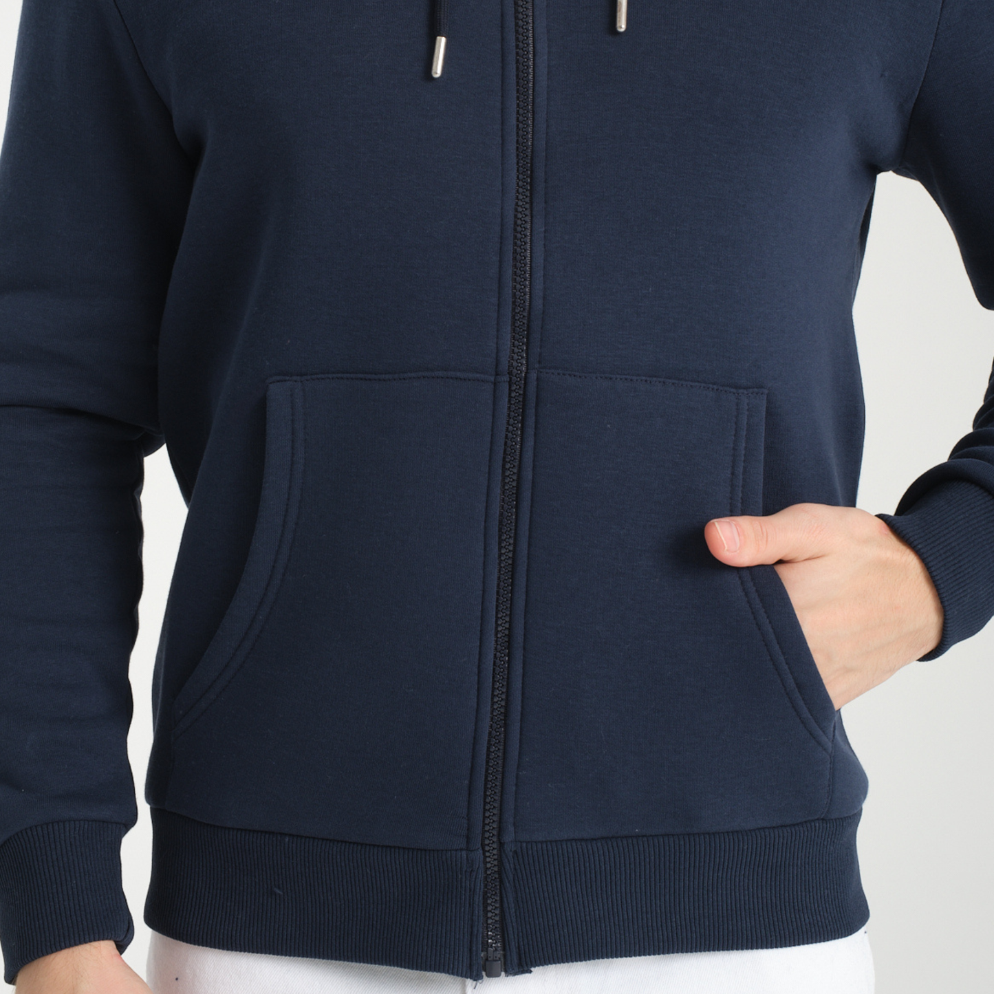 Felpa con Cappuccio e Cerniera Blu Navy - Interno Felpato - Felpa 40