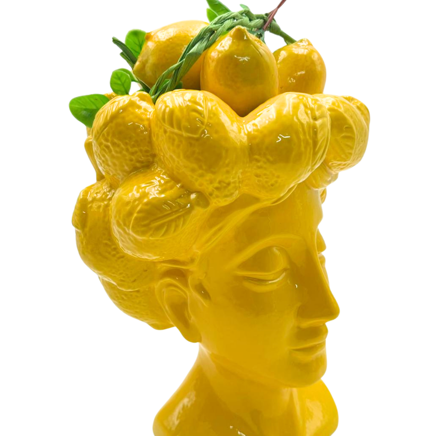 Testa di Moro in Ceramica Gialla Maxi 27 cm - Vaso Decorazione Siciliana | SF196