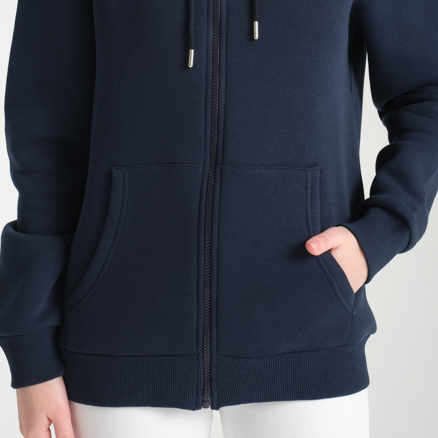 Felpa con Cappuccio e Cerniera Blu Navy - Interno Felpato - Felpa 40 Donna