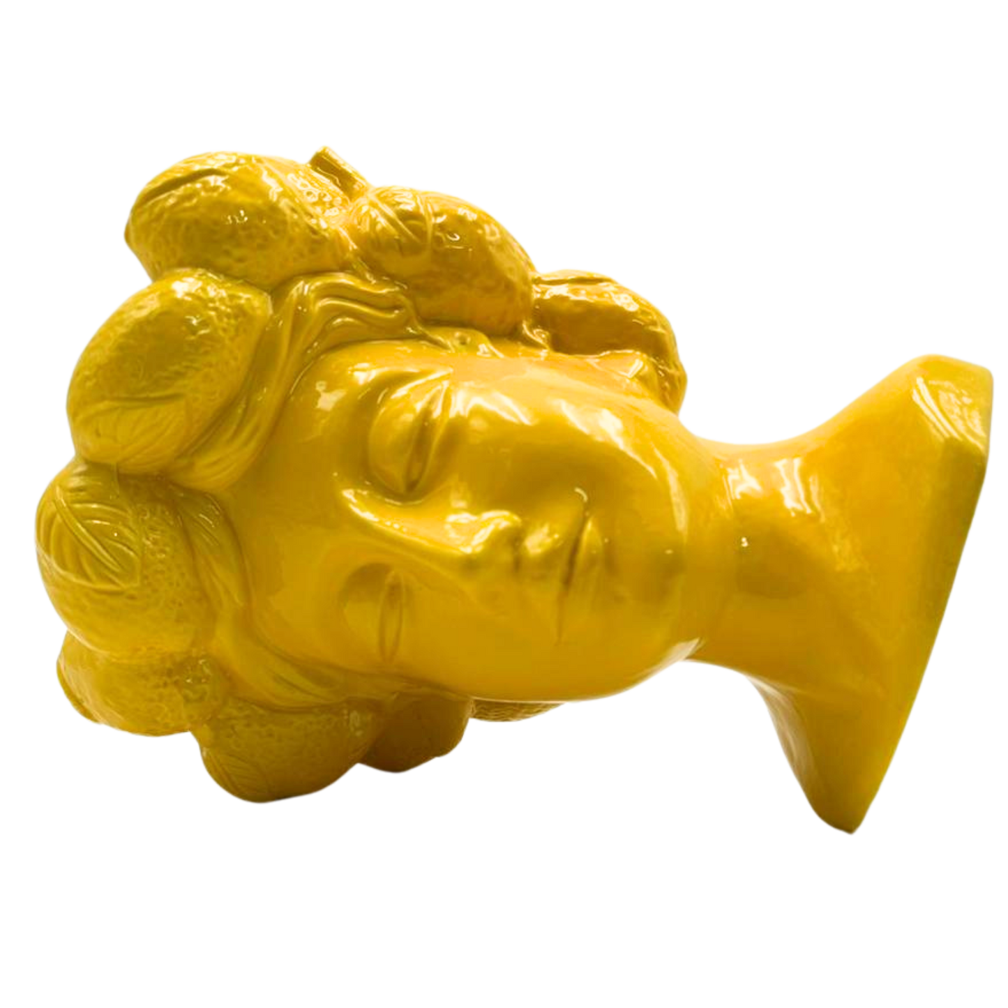 Testa di Moro in Ceramica Gialla Maxi 27 cm - Vaso Decorazione Siciliana | SF196