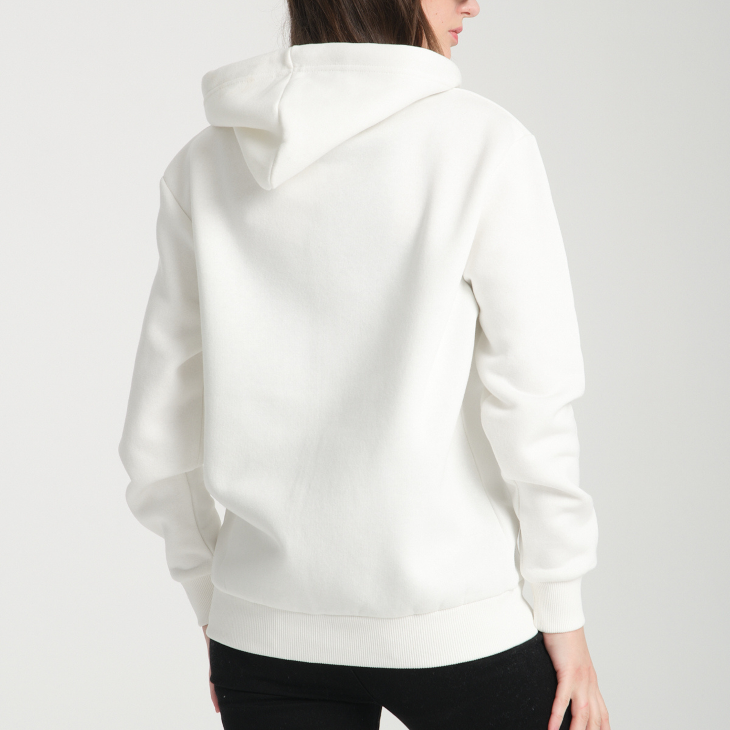 Felpa con Cappuccio e Cerniera White - Interno Felpato - Felpa 40 Donna