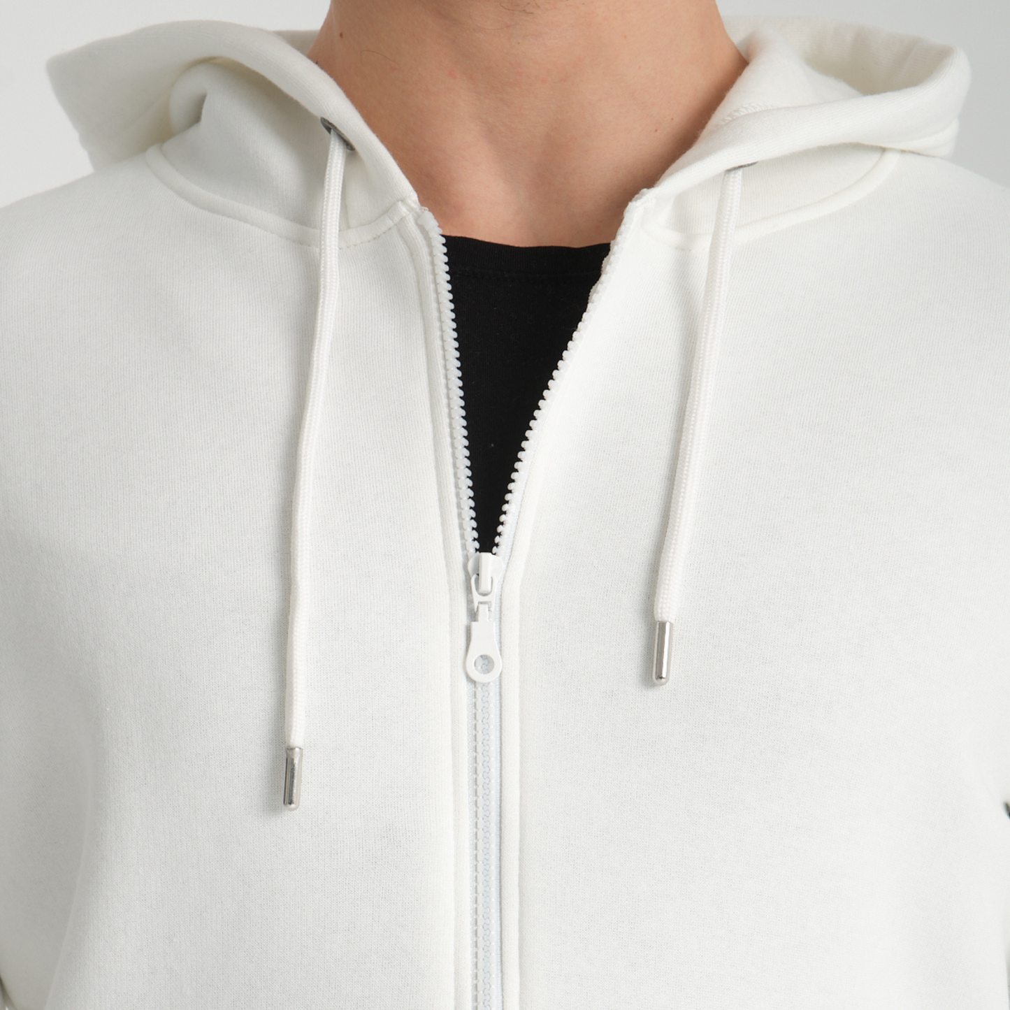 Felpa con Cappuccio e Cerniera White - Interno Felpato - Felpa 40